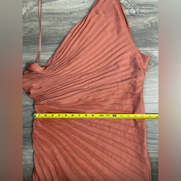 NWT Banana Republic Gorgeous One Shoulder Pleated Coral Pink Asymmetric Dress 12 - Picture 11 of 13